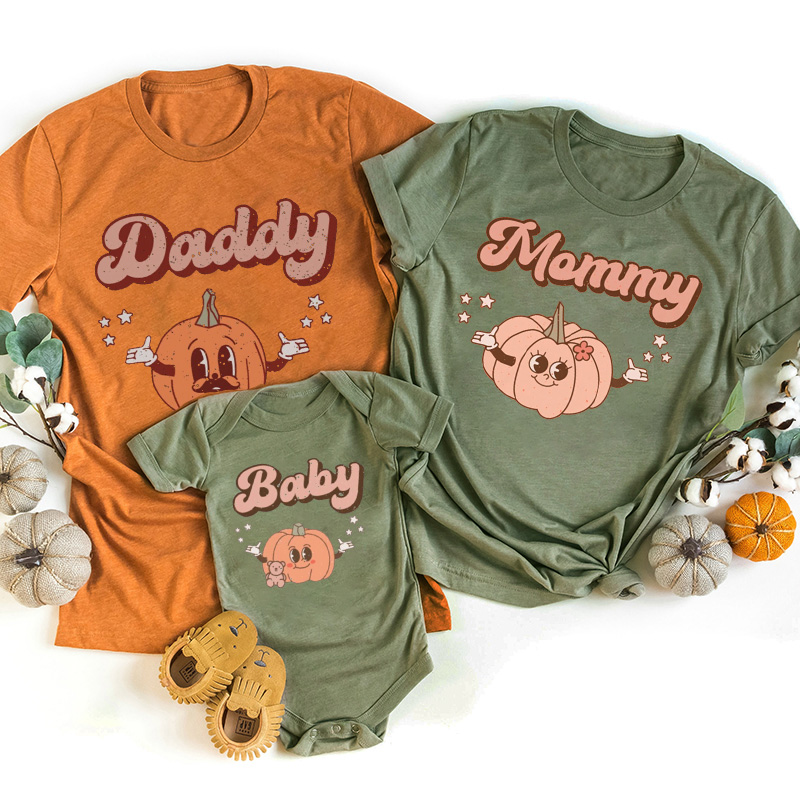 Retro Family Pumpkin Group Halloween Shirts