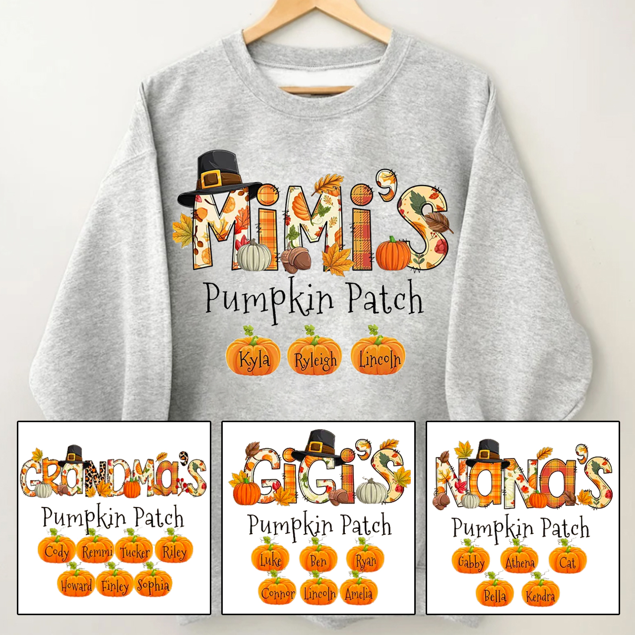 Custom Mimi Pumpkin Patch Fall Halloween Sweatshirt