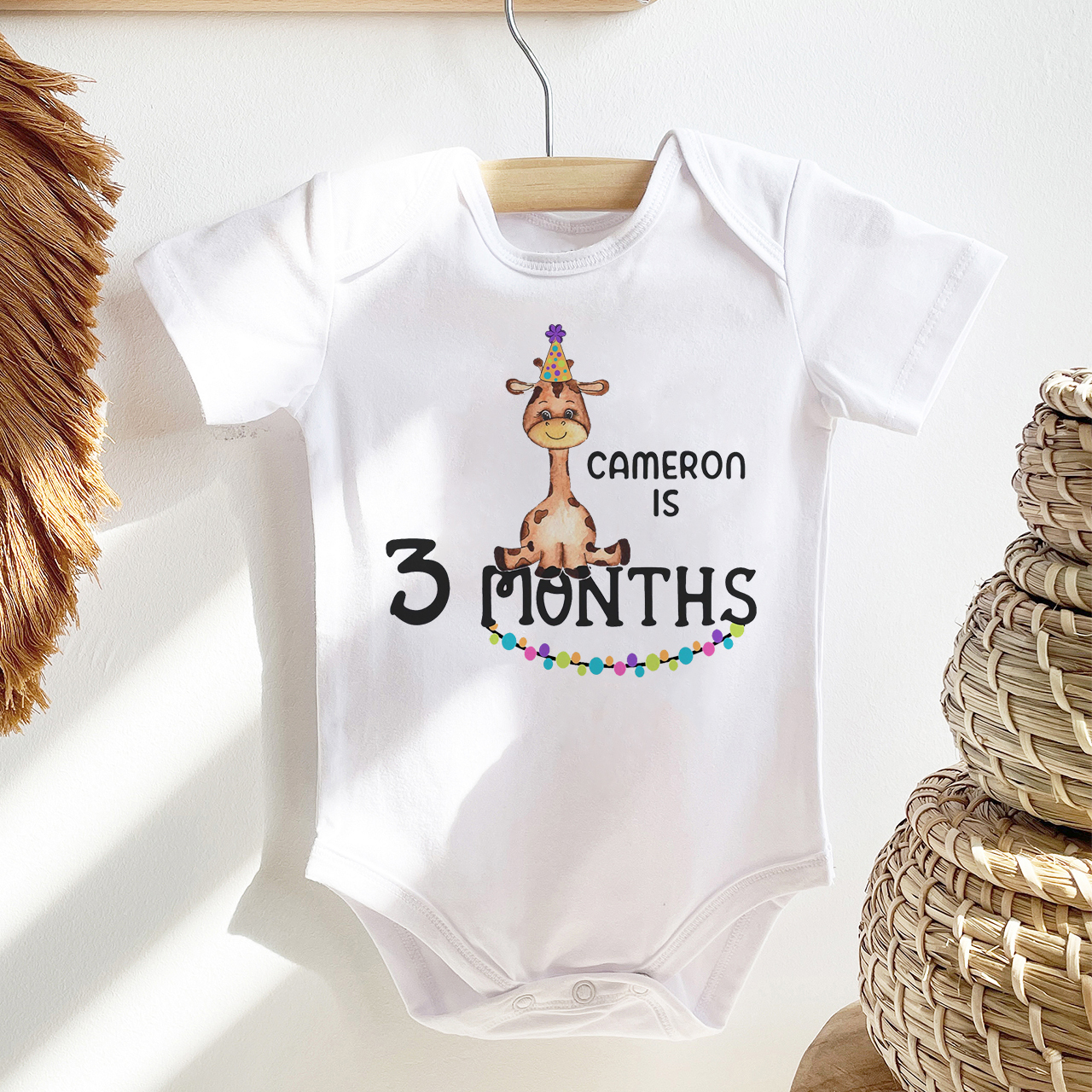 Personalized Animal Milestone Baby Bodysuit