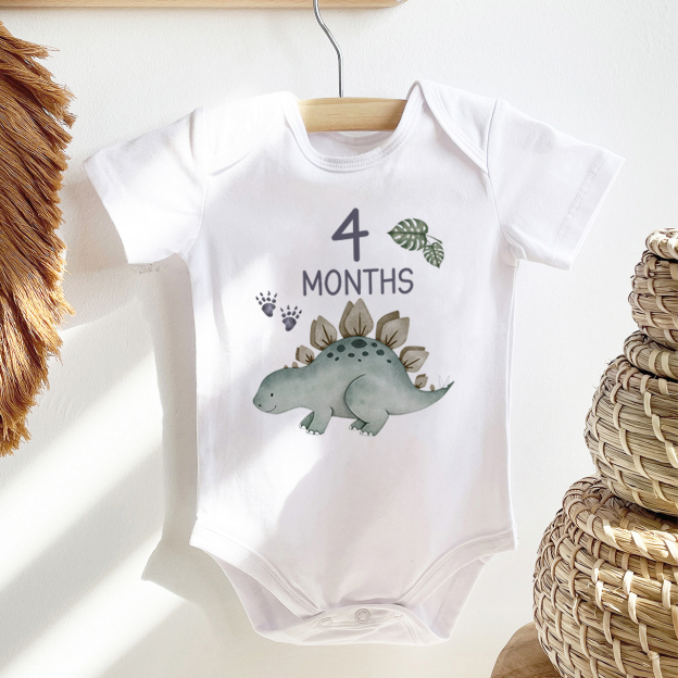 Milestone Dinosaur Design Bodysuit For Baby