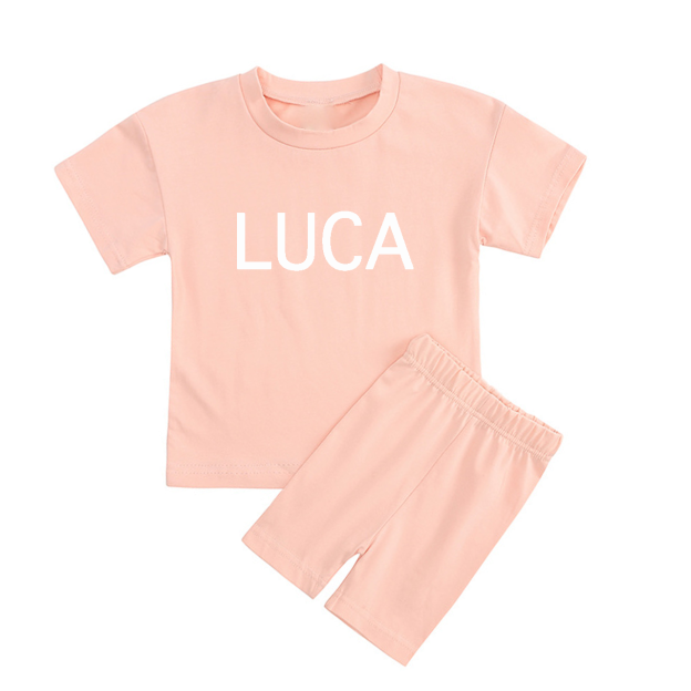 Personalized Toddler Girls Biker Shorts&Tee