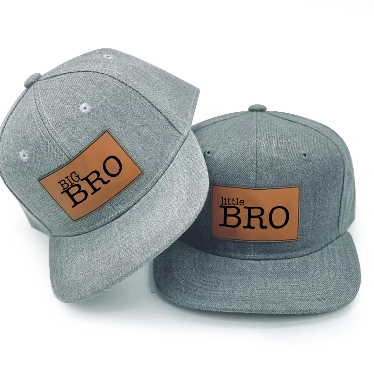 Lil Bro Big Bro Snapback Hat Vegan Leather Patch