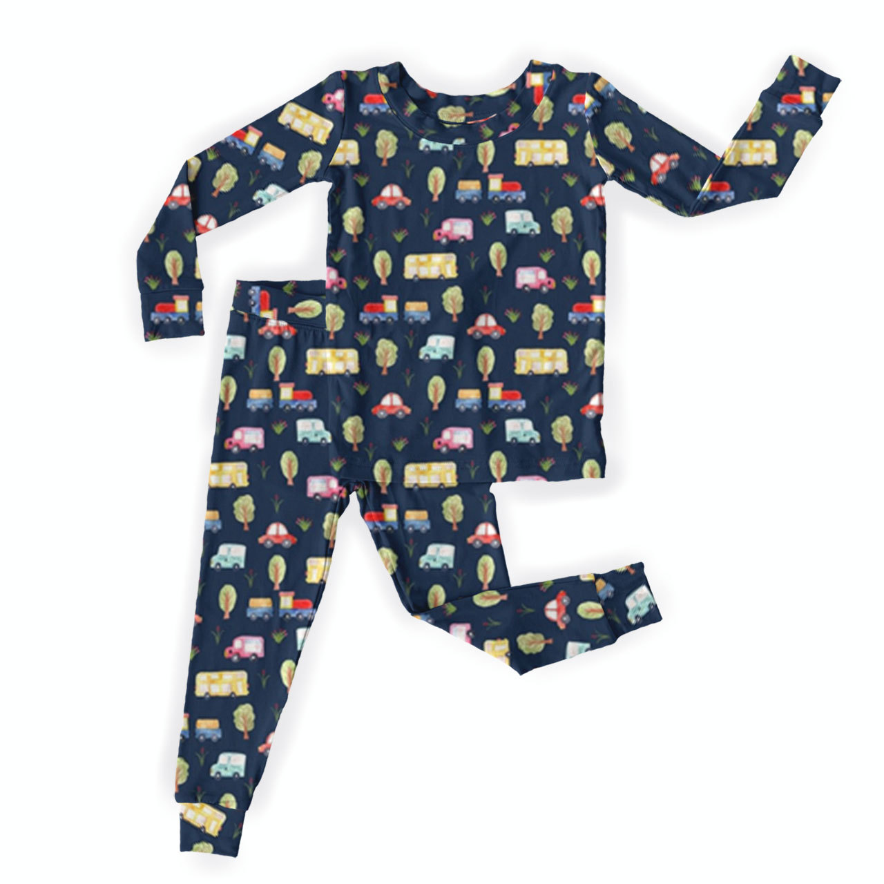 Happy Car Parade Two-Piece Pajama Set For Kids