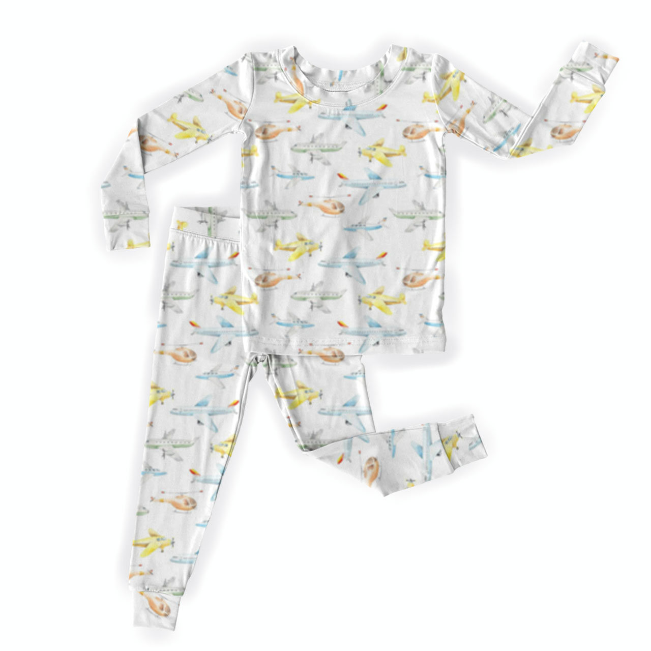 Happy Airplane Tour Two-Piece Pajama Set For Kids