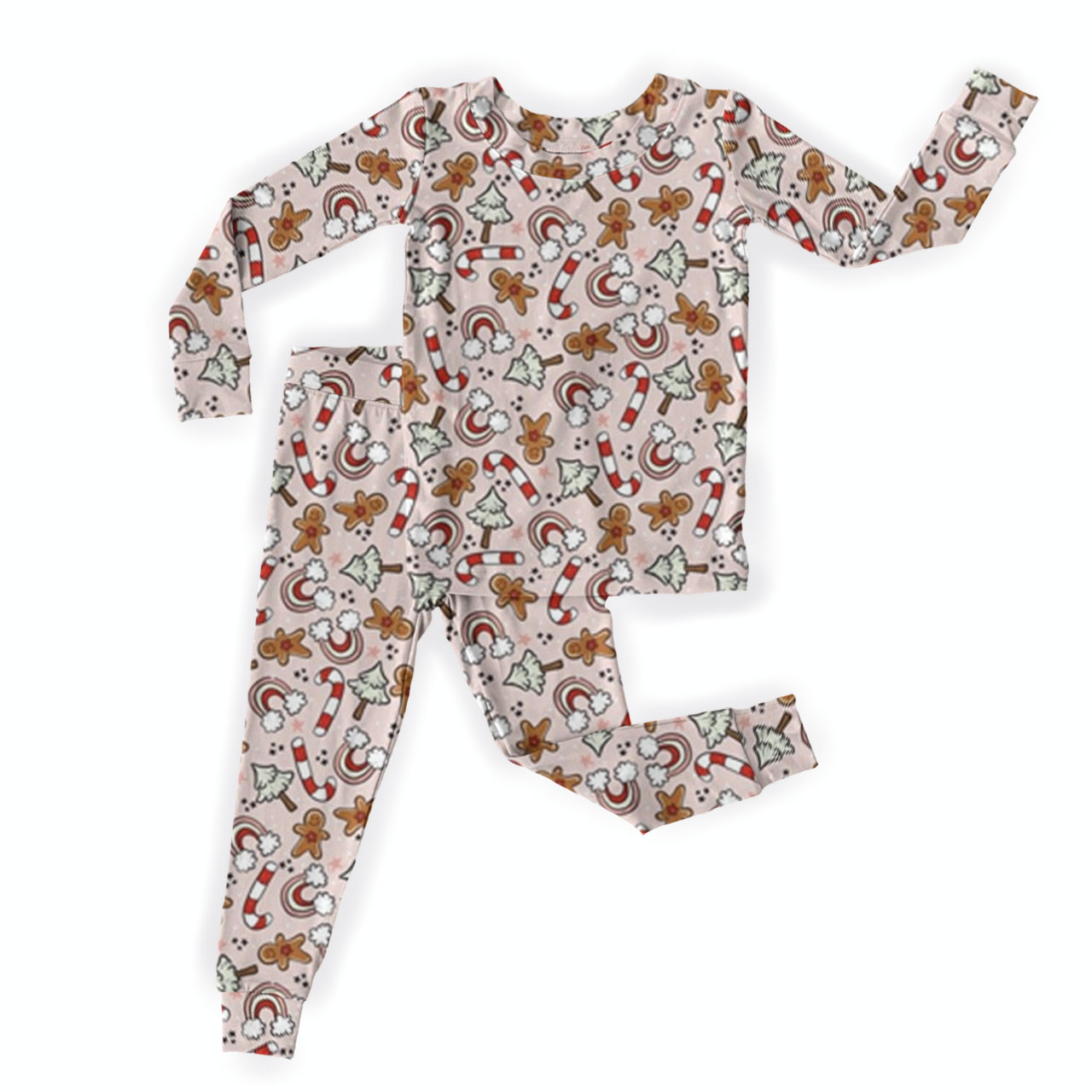 Gingerbread Man Christmas Two-Piece Pajama Set For Kids