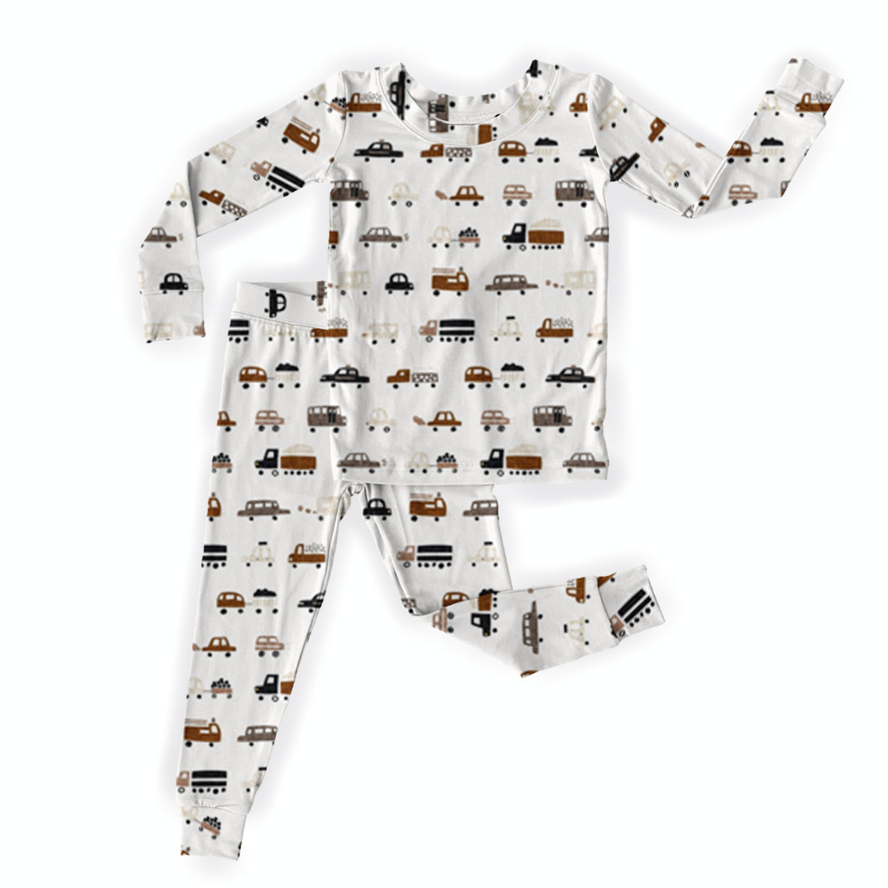 Cartoon Cars Two-Piece Pajama Set For Kids