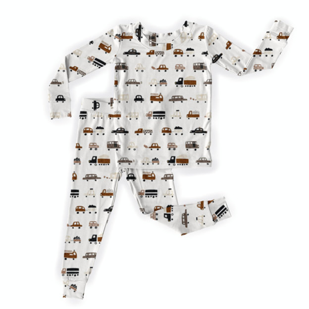 Cartoon Cars Two-Piece Pajama Set For Kids