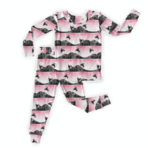 Mountains Motorcycle Adventures Two-Piece Pajama Set For Kids