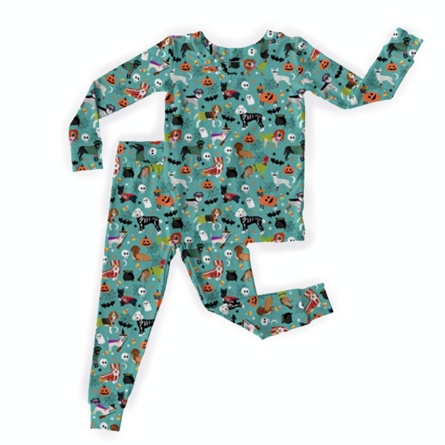 Puppies Halloween Party Two-Piece Pajama Set For Kids