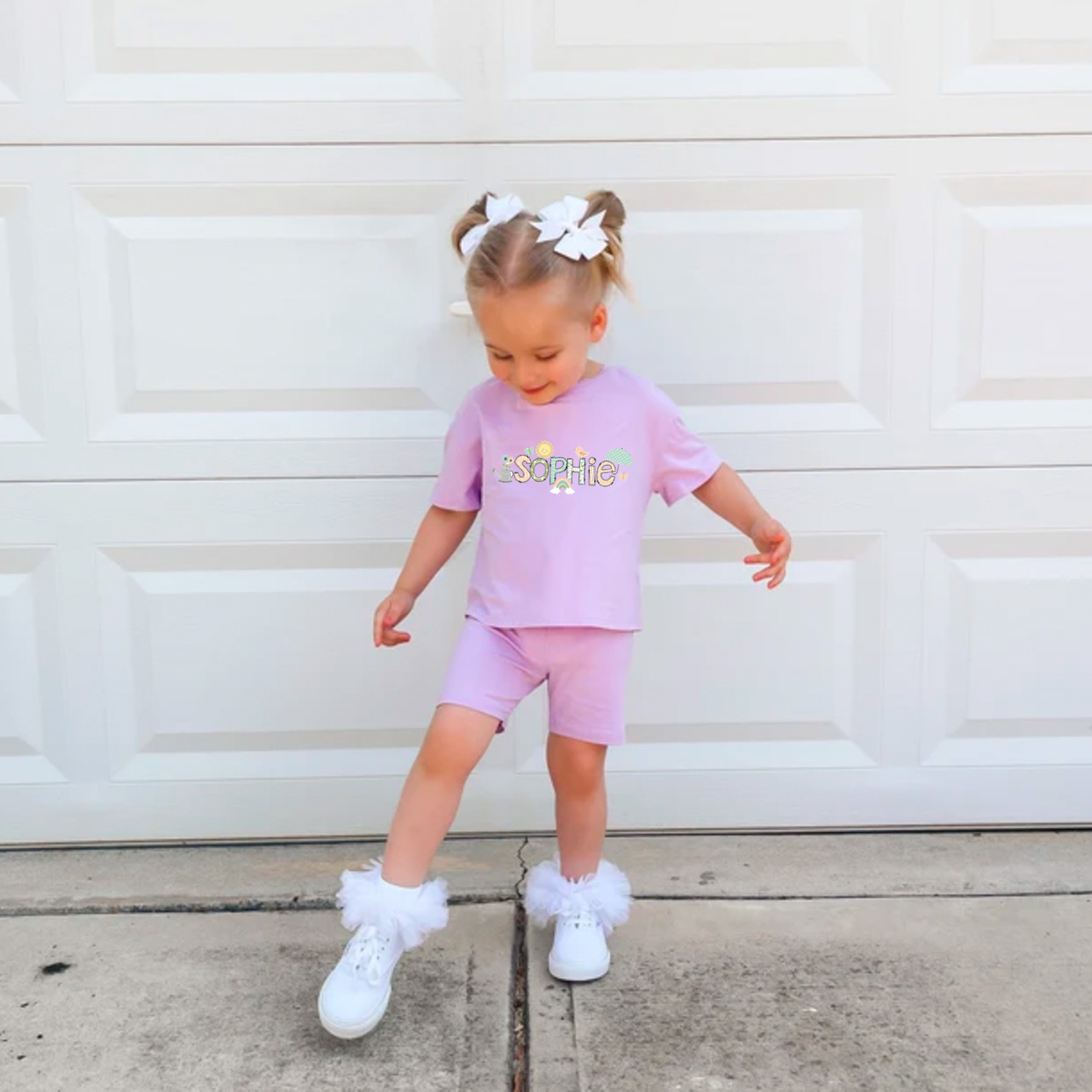 Personalized Doodle Alphabet Bundle Toddler Biker Shorts&Tee