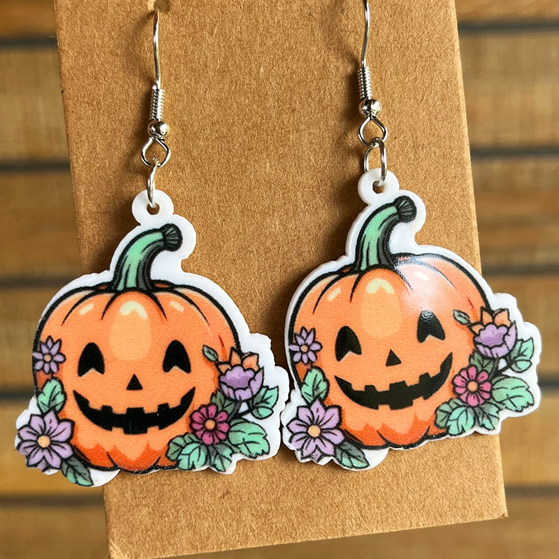 Halloween Cute Flower Pumpkin Earrings