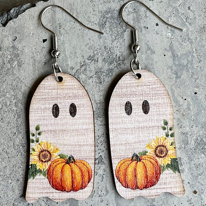 Halloween Spooky Pumpkin Maple Mushrooms Earrings