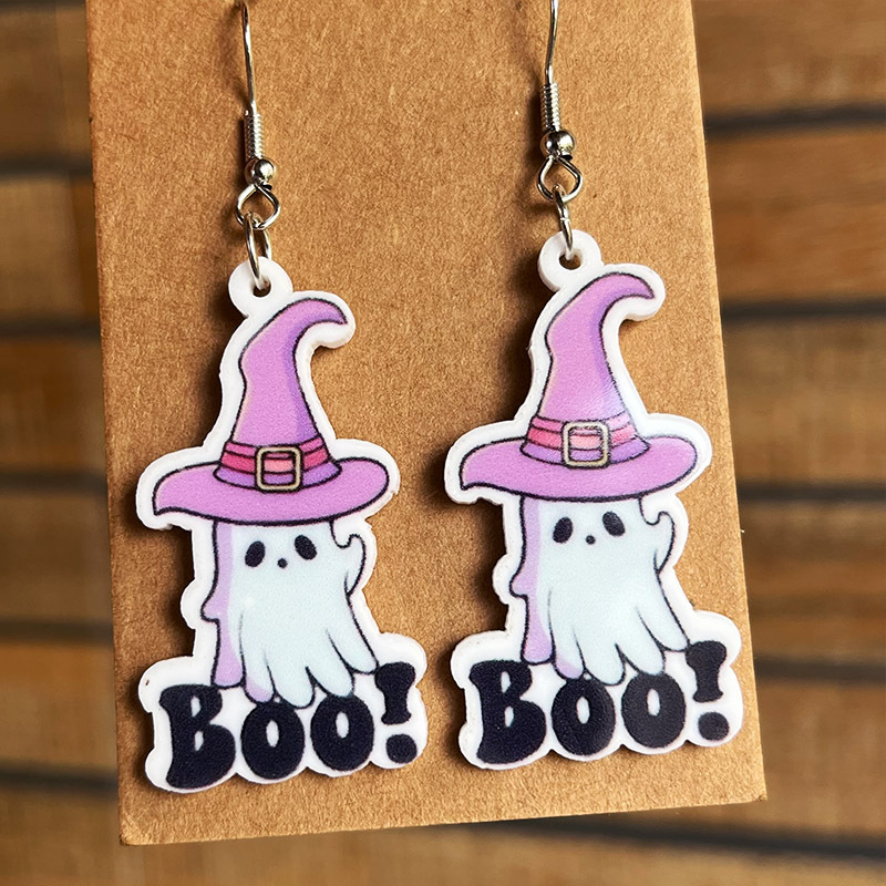 Halloween Boo Hat Ghost Earrings
