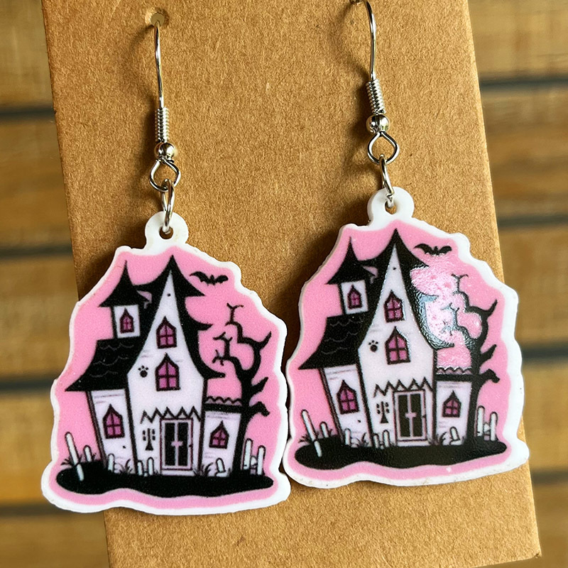 Halloween Bat Castle Earrings