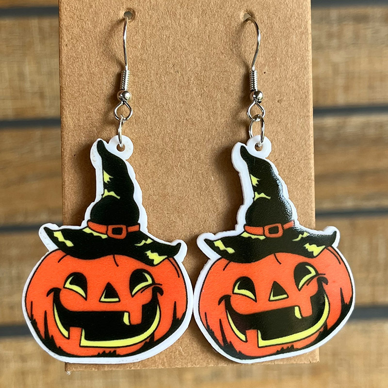 Halloween Hat Pumpkin Earrings