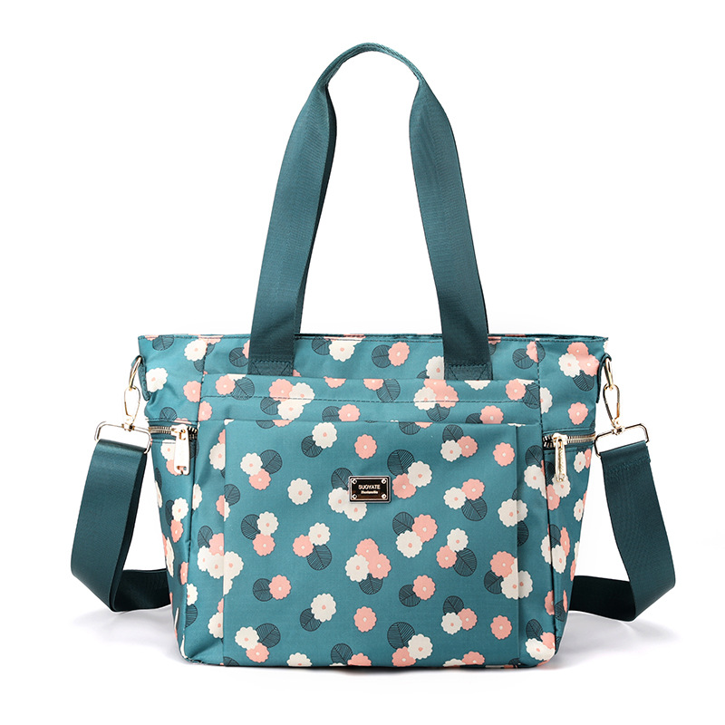 Floral Blue Background Shoulder Bag For Mom