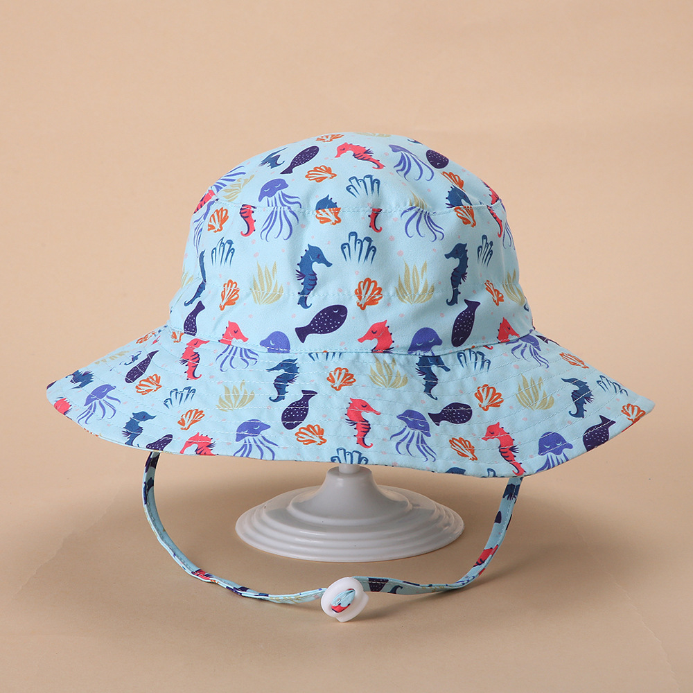 Cute Seahorse Blue Kids Sun Hat