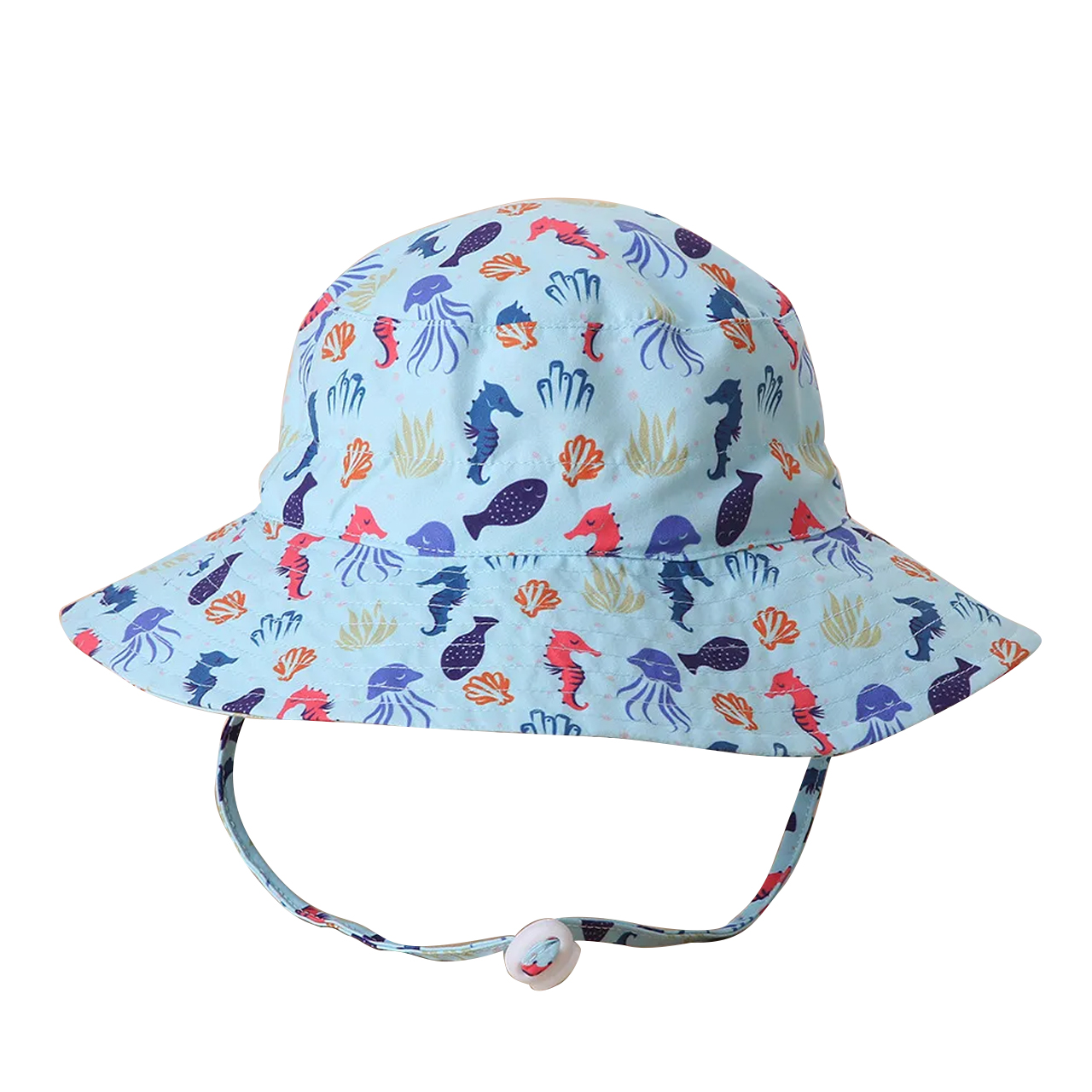 UPF 30+ Cute Seahorse Blue Kids Sun Hat