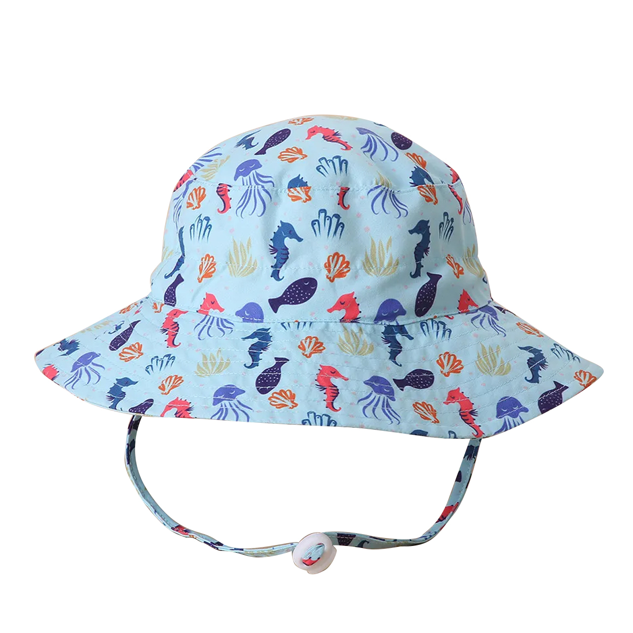 UPF 30+ Cute Seahorse Blue Kids Sun Hat