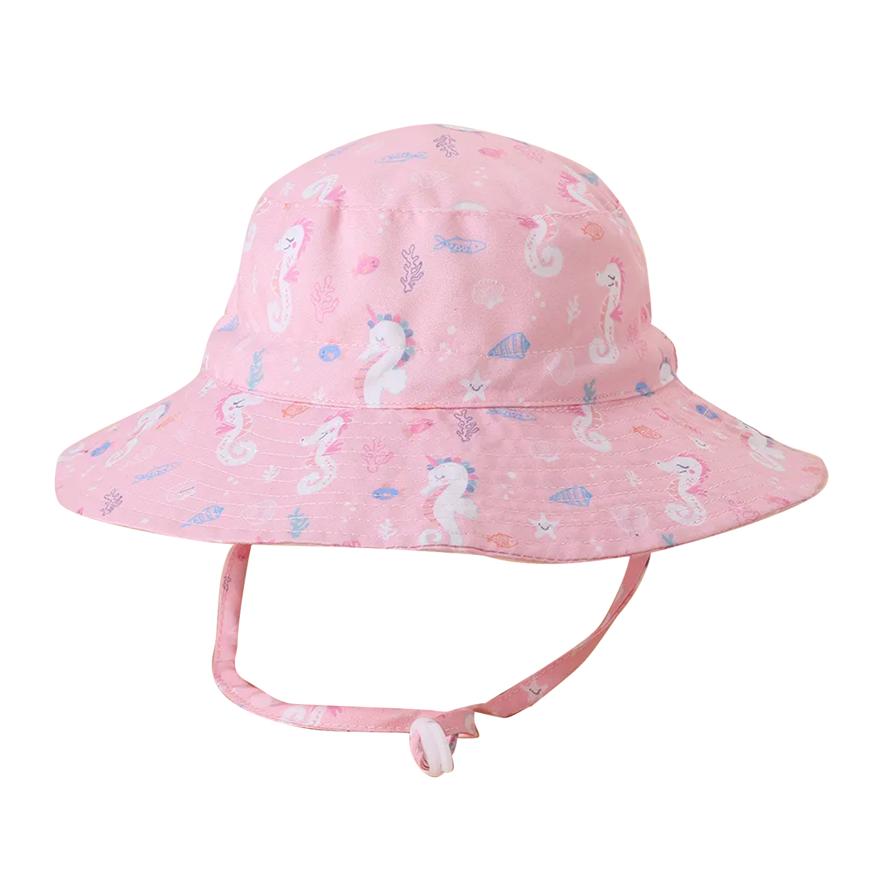 UPF 30+ Cute Seahorse Pink Kids Sun Hat