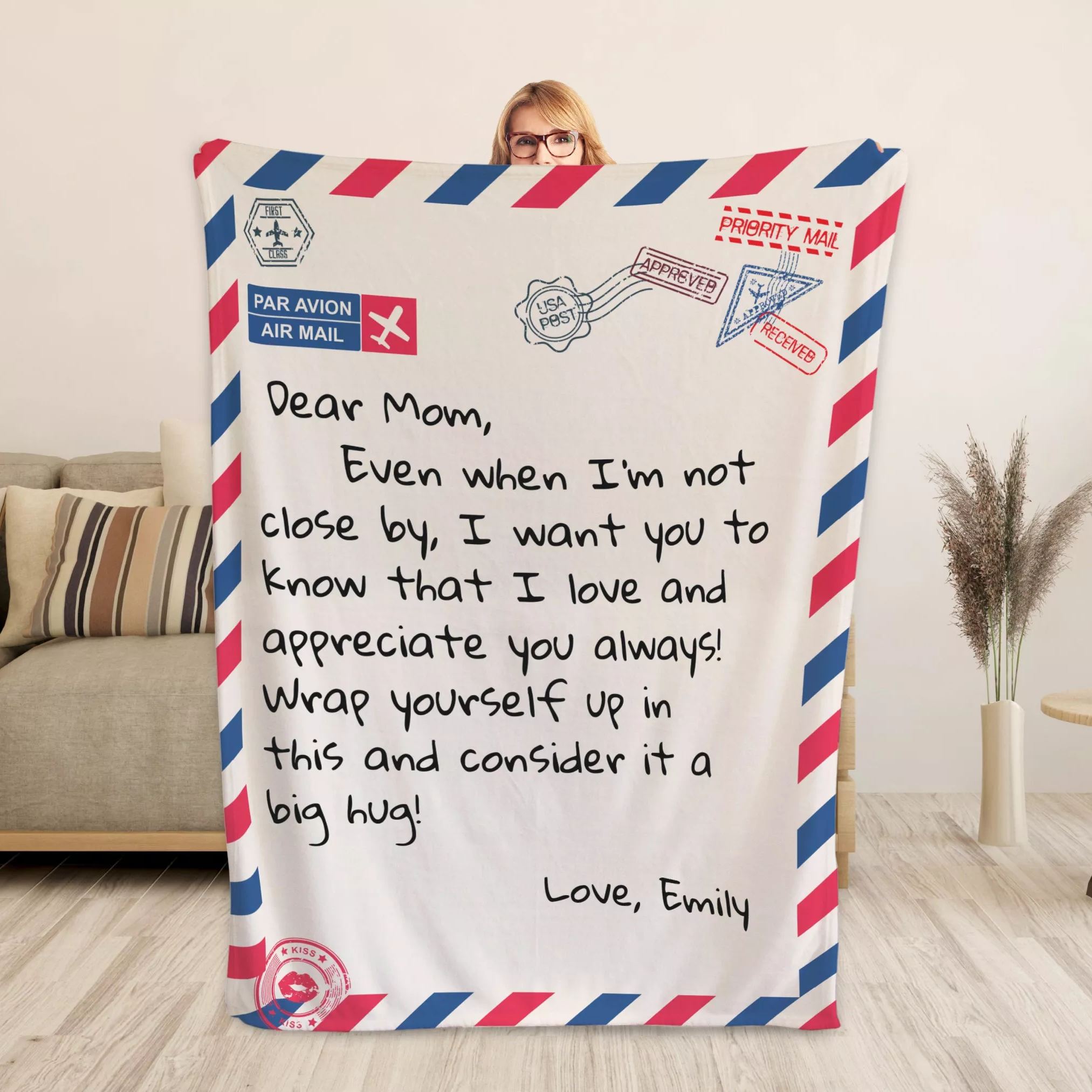 Personalized Letter To Mom Flannel Blanket