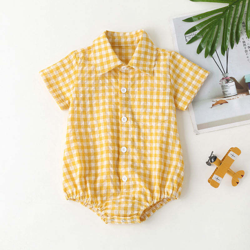 4 Colors Baby Boy Girl Collar Shirt Jumpsuit