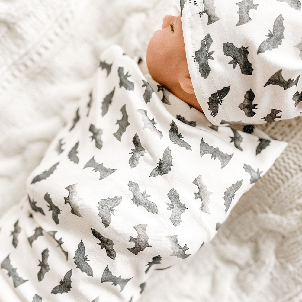 Watercolor Bat Swaddle Hat 2 Pcs Sets