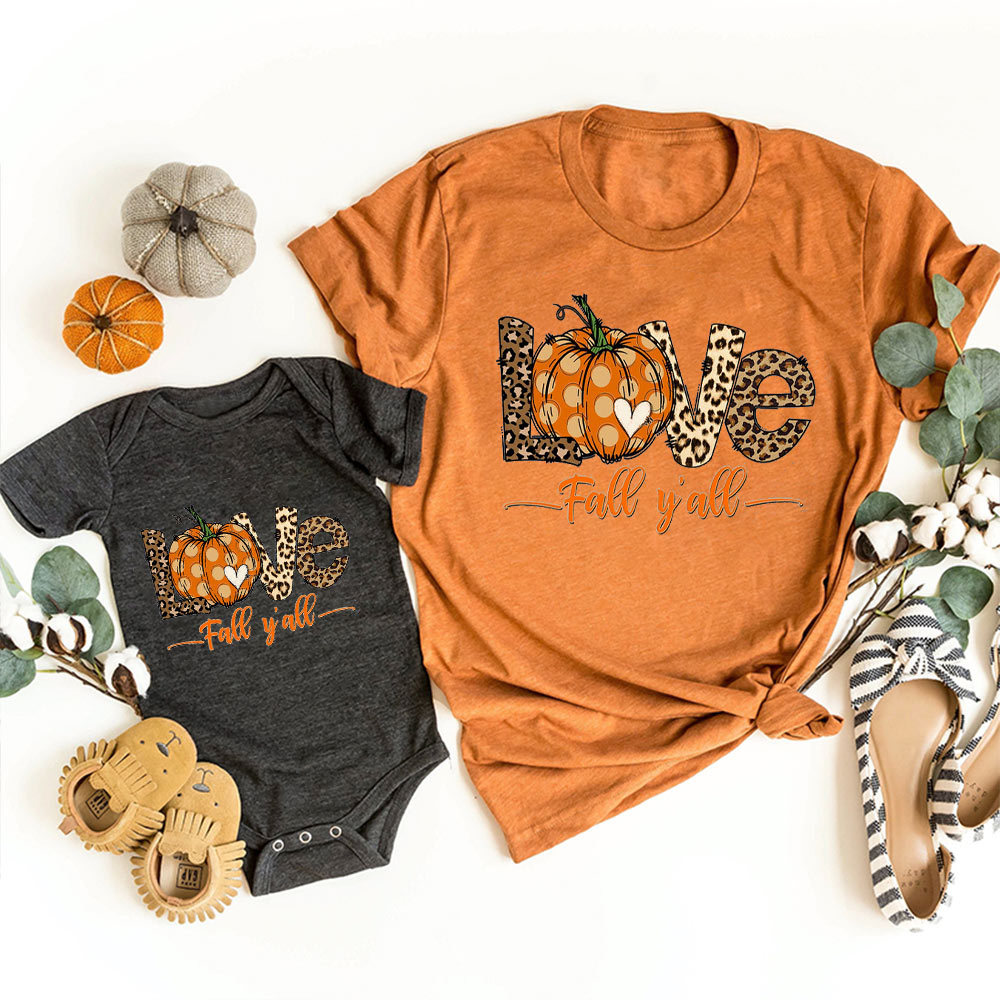 Love Fall Y'All Halloween Family Matching Shirts