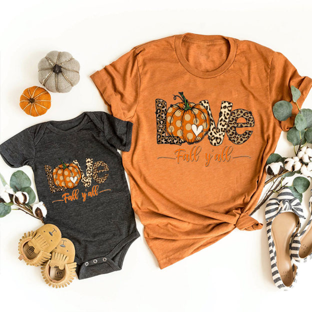 Love Fall Y'All Halloween Family Matching Shirts