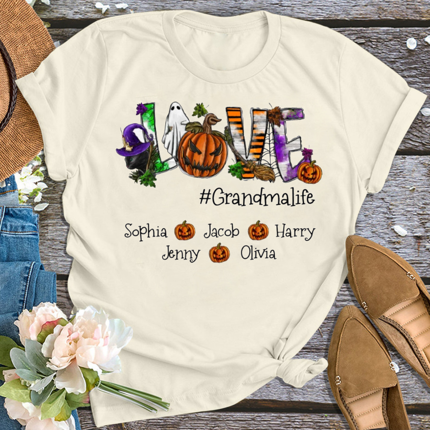 Evil Pumpkin Thanksgiving Personalized Grandma Shirt 
