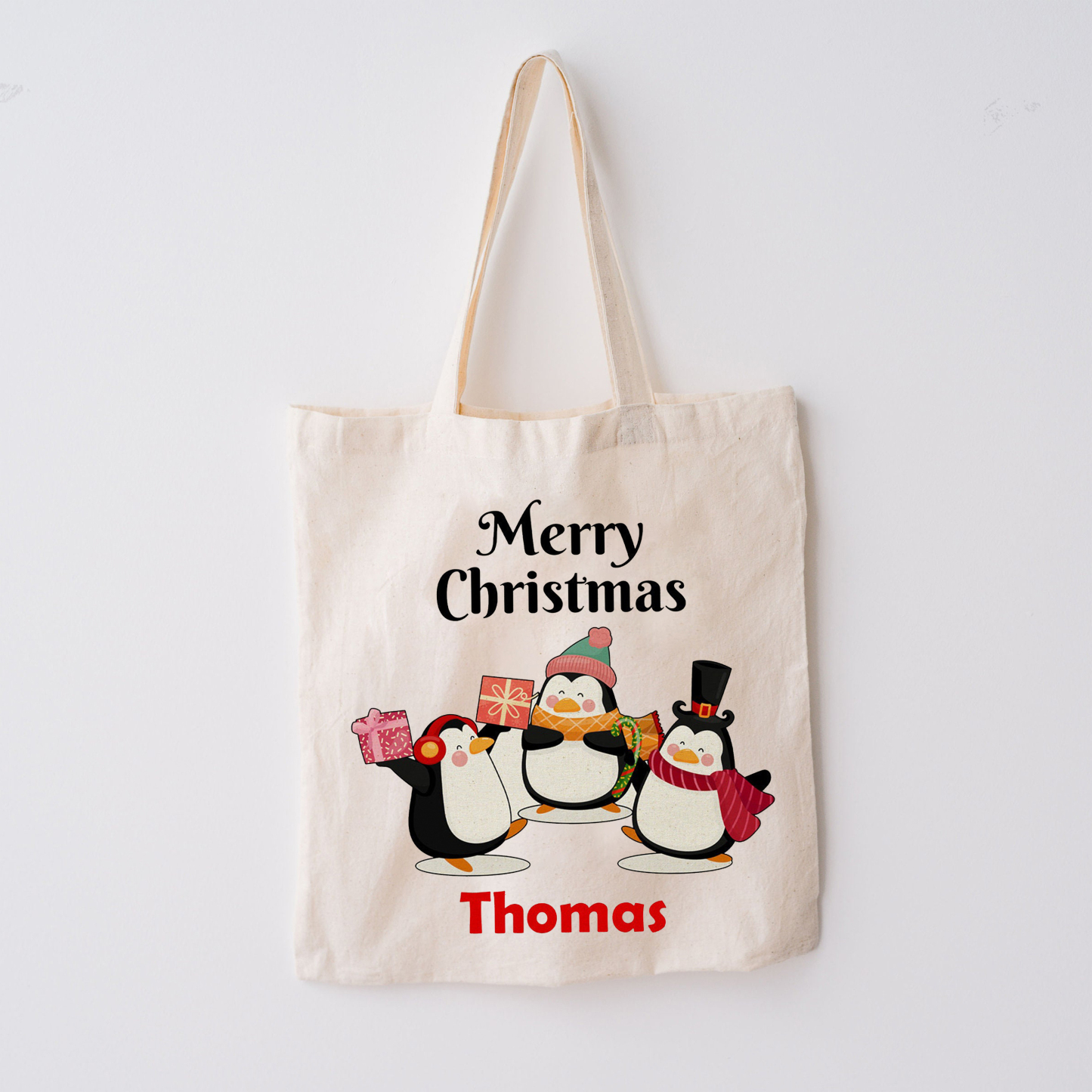 Penguins and Gifts Christmas Tote Bag