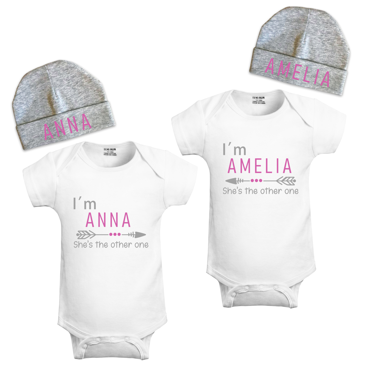 Personalized She's The Other One Twins Bodysuit Set