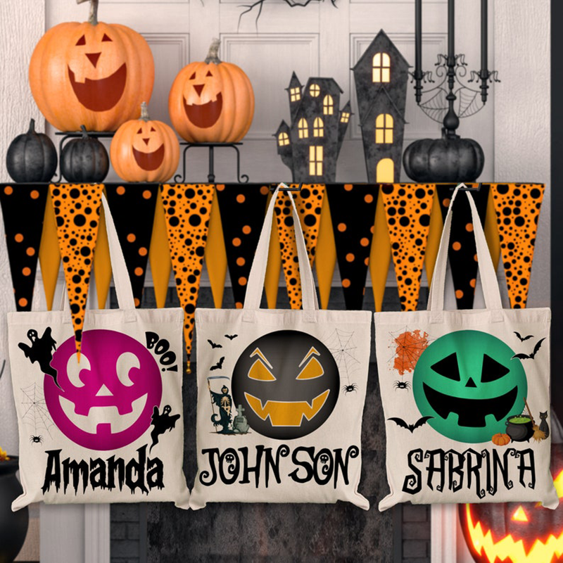 Personalized Halloween Tote Bags Customized Scary Face