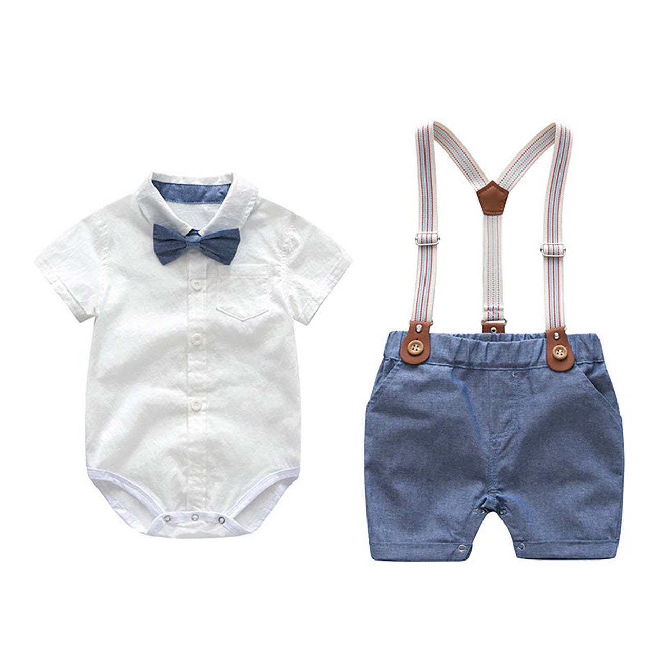 Baby Boy Shirt and Suspender Short Set