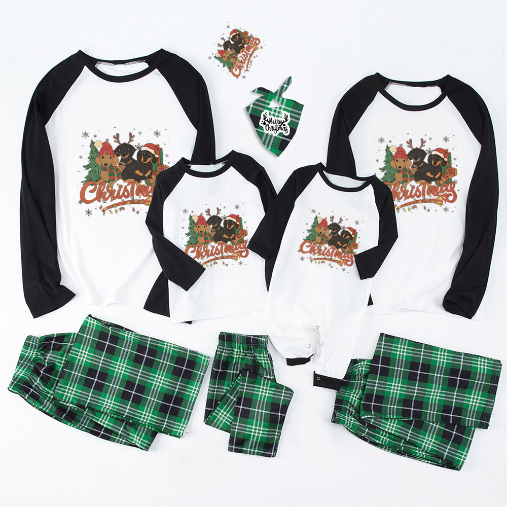 Three Dogs Christmas Family Matching Pajamas