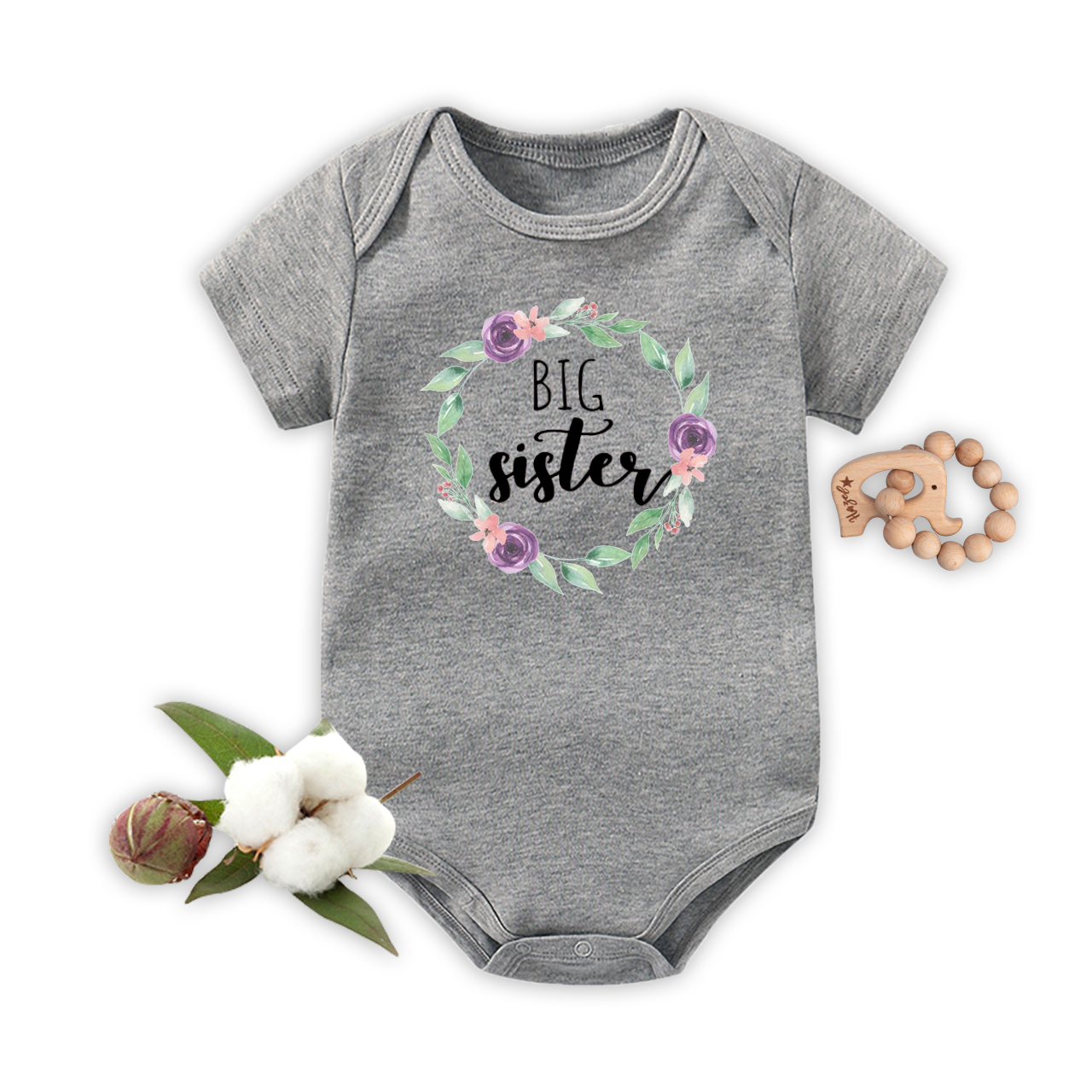 Big Sister Floral,Baby Bodysuit