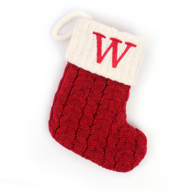 Christmas Socks Knitted Embroidered Alphabet Socks