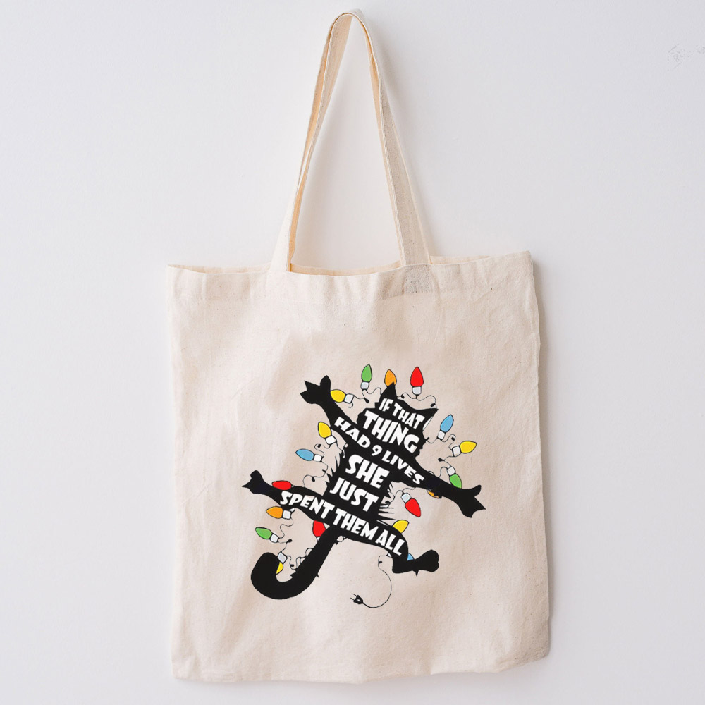 Black Cat Funny Christmas Tote Bag