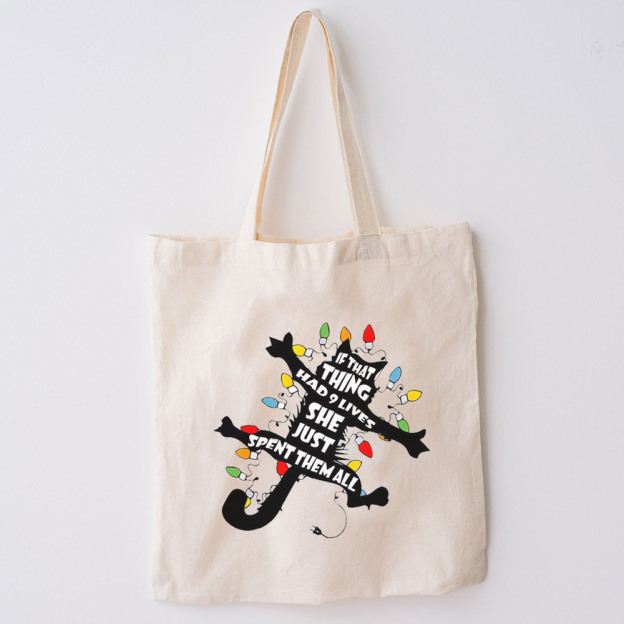 Black Cat Funny Christmas Tote Bag