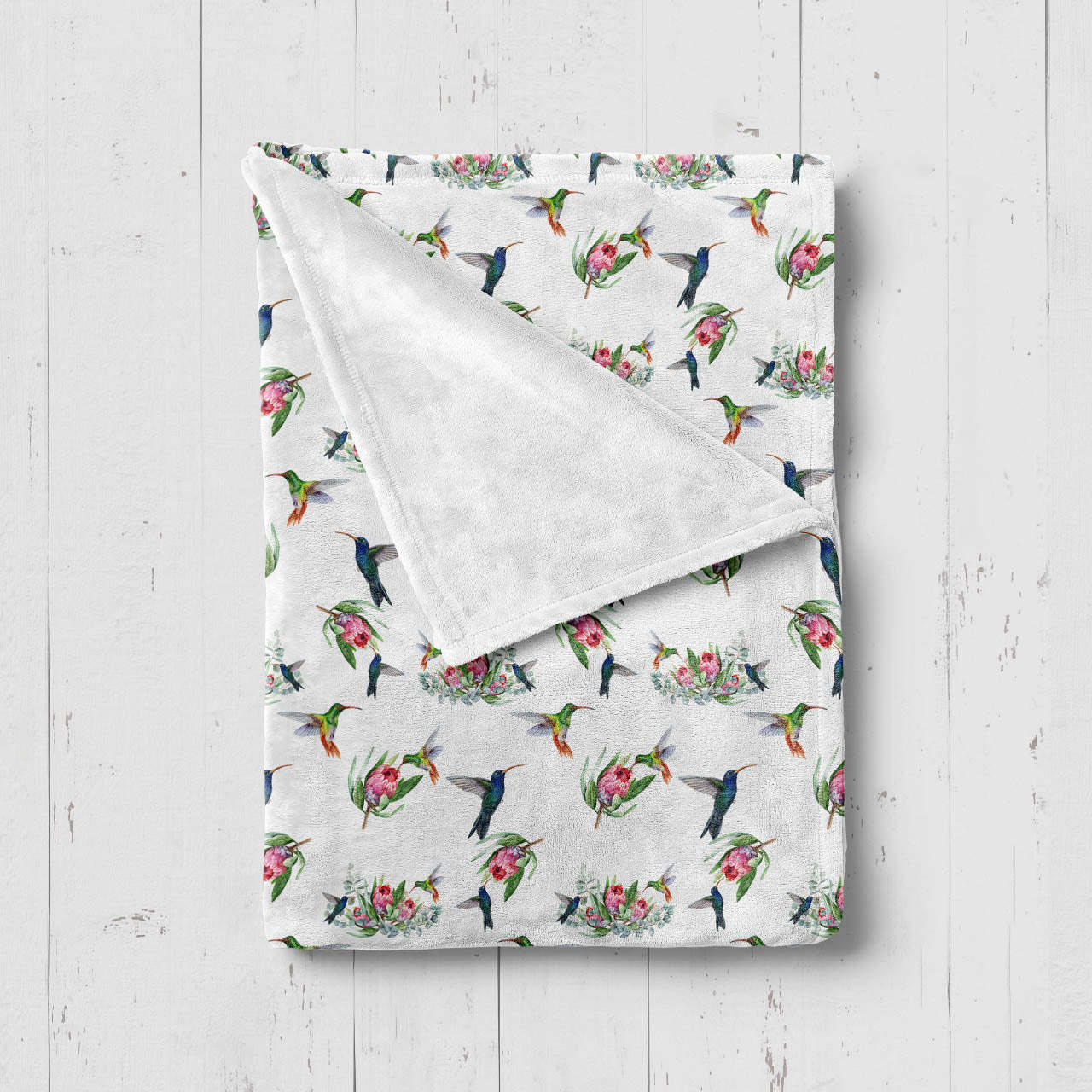 Hummingbird Floral Baby Flannel Blanket