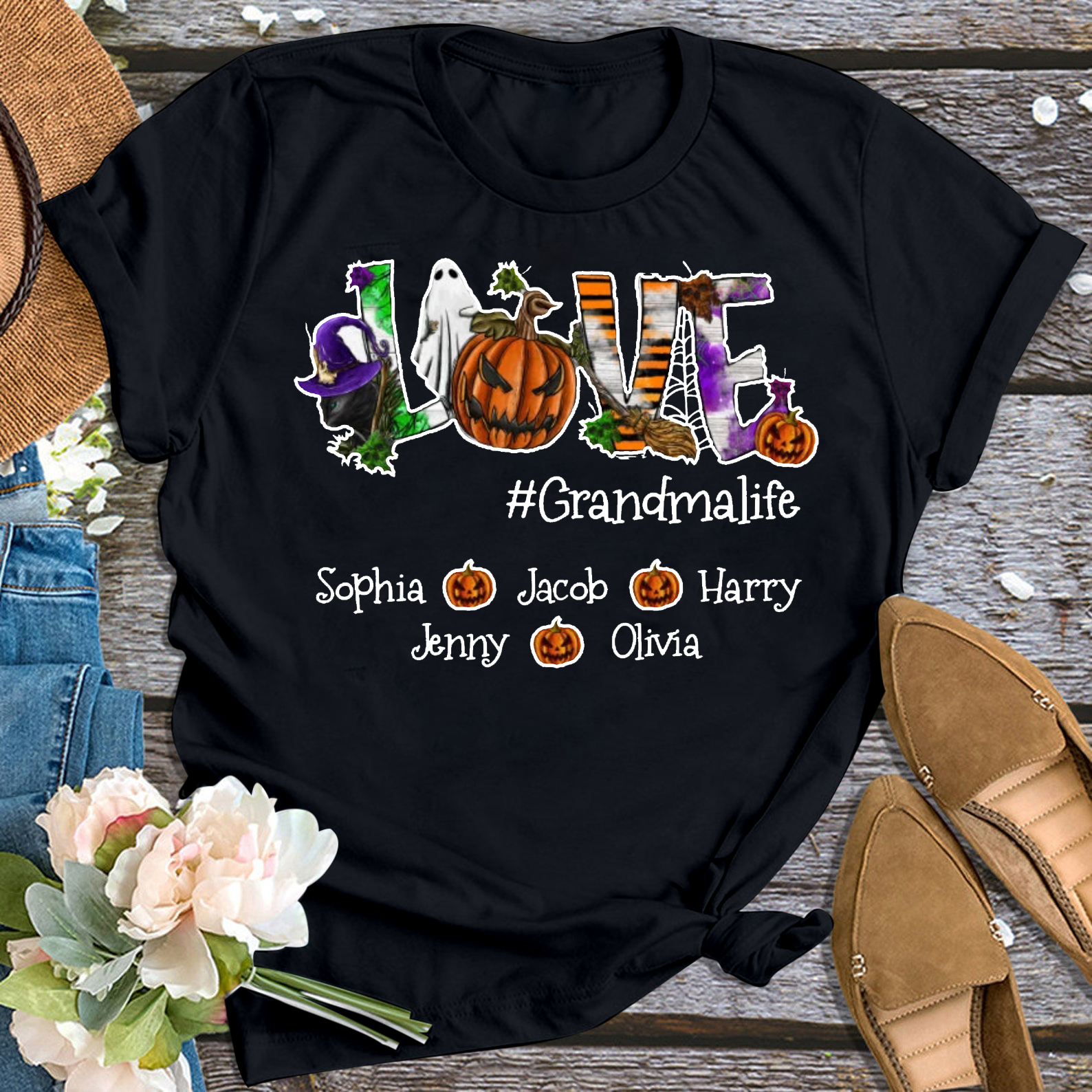 Evil Pumpkin Thanksgiving Personalized Grandma Shirt 
