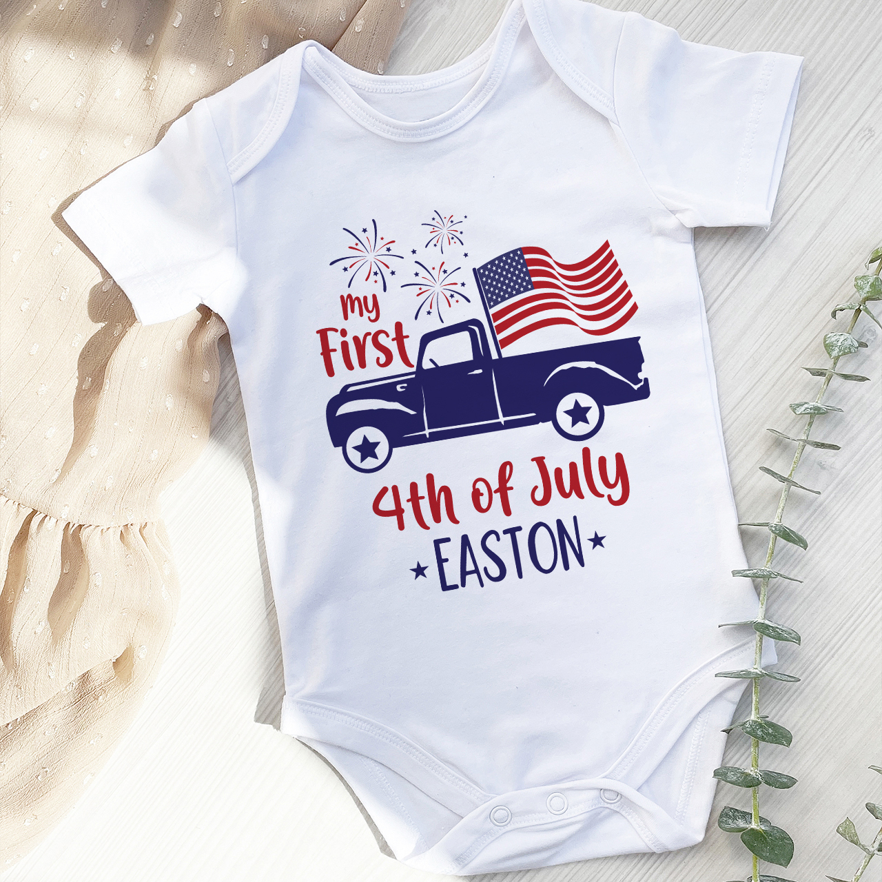 Personalized Baby's First 4th Of July Bodysuit For Baby