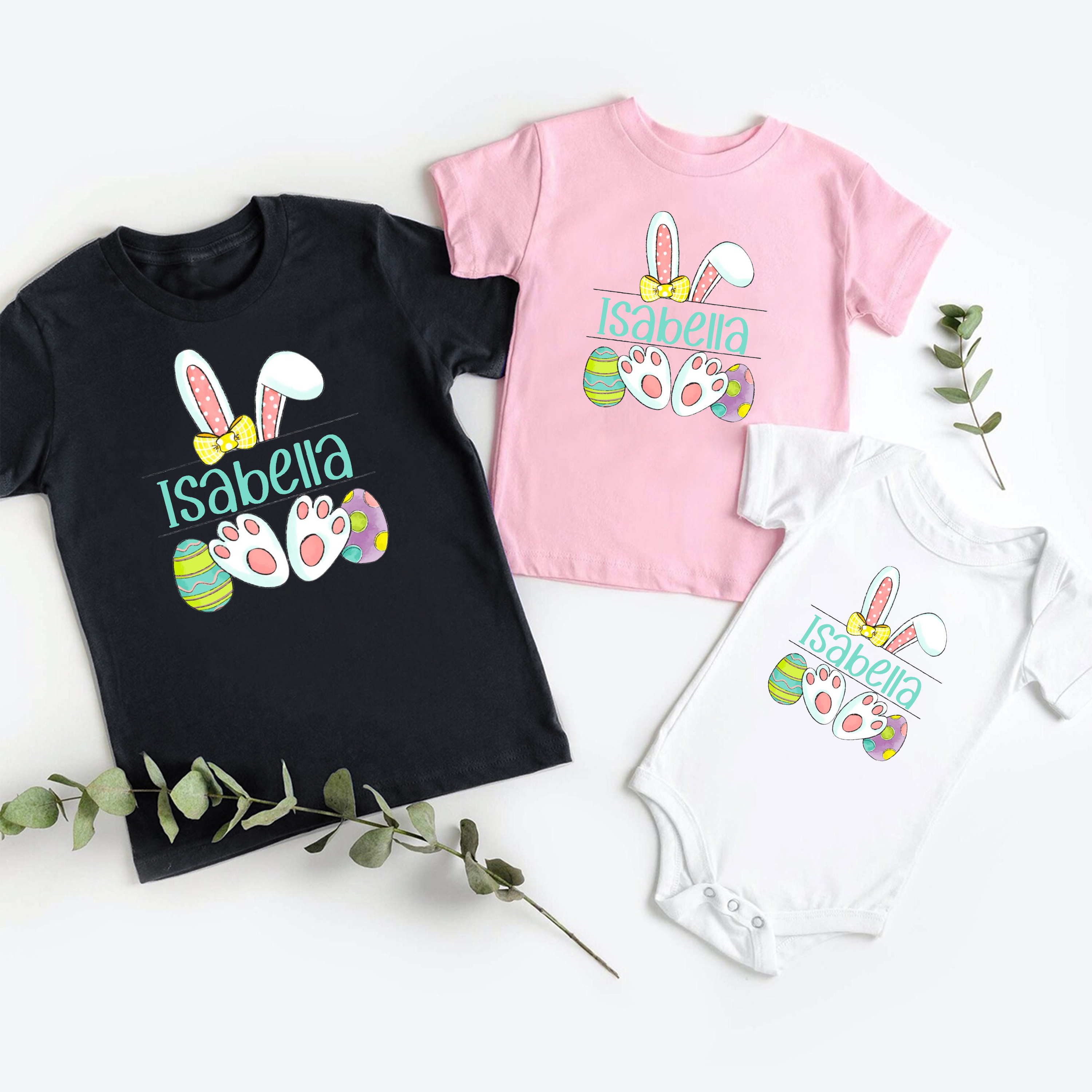 Personalized Egg&Bunny Easter Siblings Family Matching Shirt