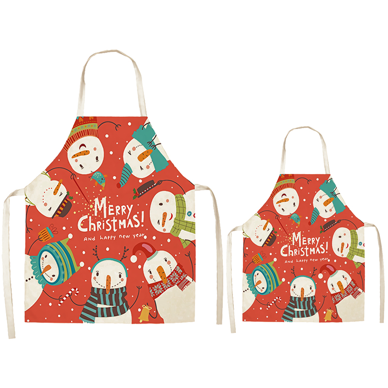 Staring Snowman Christmas Apron Sets For Adult&Kids