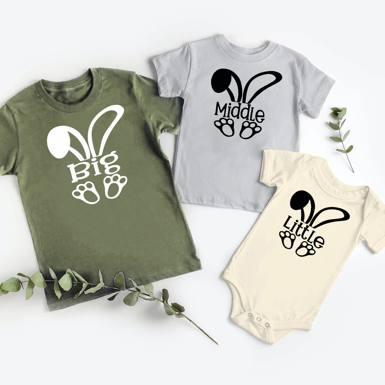 Bunny Ears Personalized Siblings Family Matching Shirt