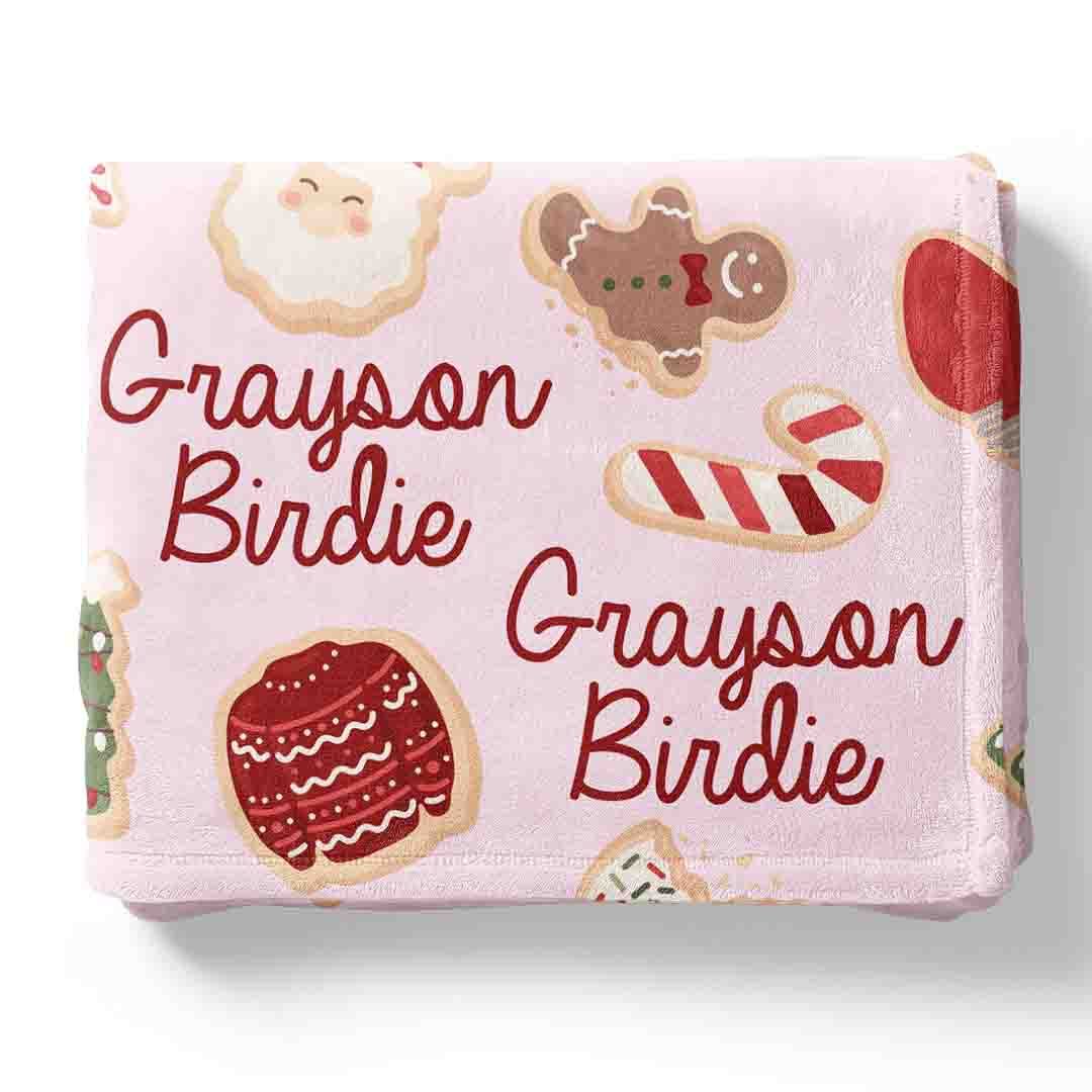 Personalized Cookies For Santa Pink Flannel Blanket