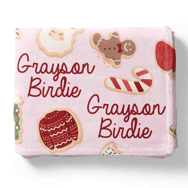 Personalized Cookies For Santa Pink Flannel Blanket