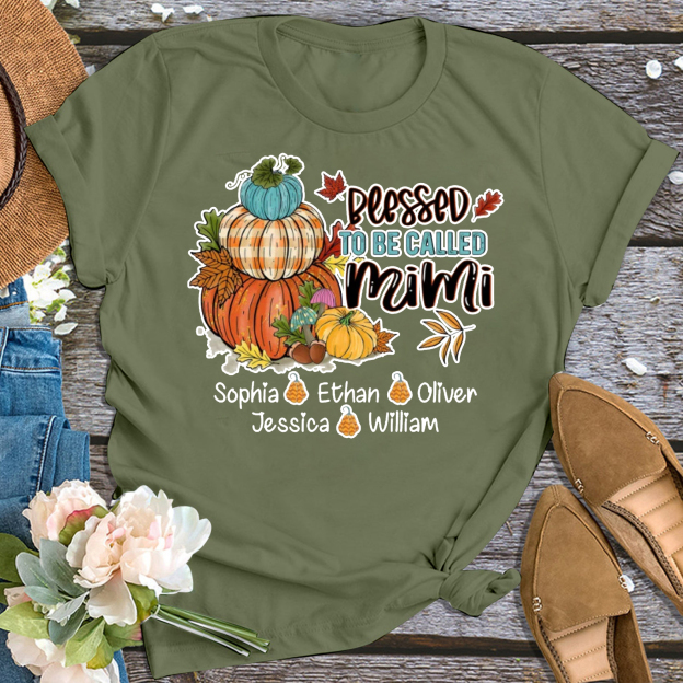 Blessed Pumpkin Thanksgiving Personalized Grandma Shirt 