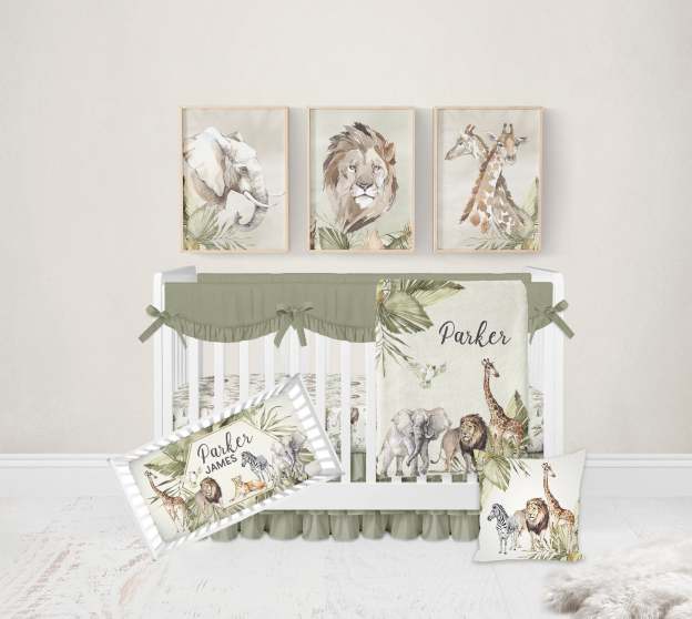 Personalized Safari Animals Baby Flannel Blanket