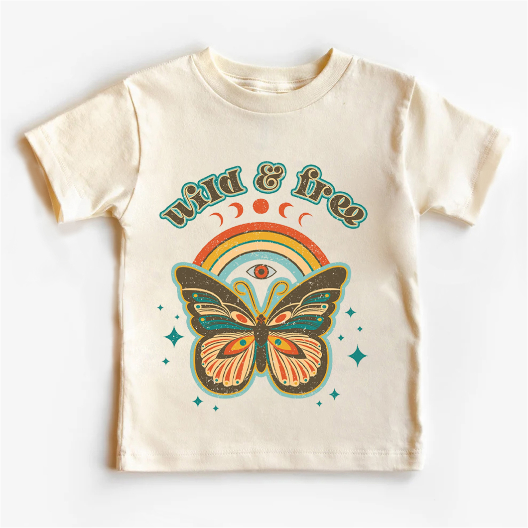 Retro Boho Wild And Free Kids T-Shirt